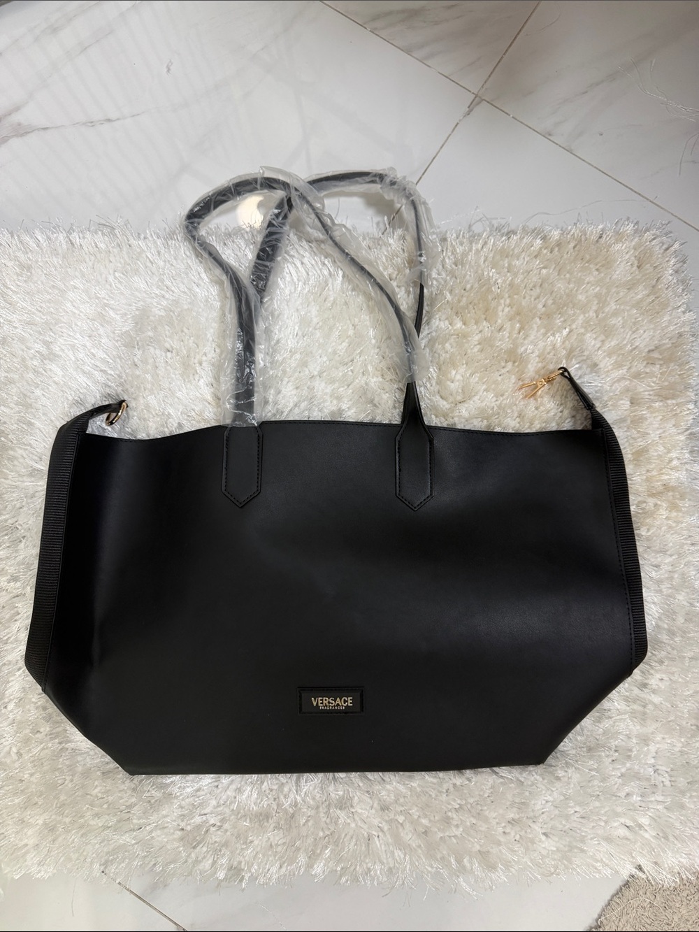 Versace Black Tote Bag with Gold Logo